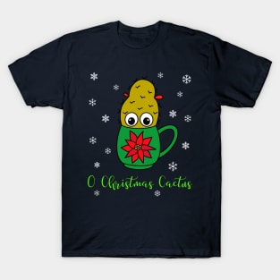 O Christmas Cactus - Small Christmas Cactus In Poinsettia Mug T-Shirt